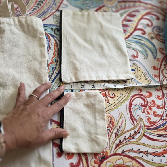 3 Pc Black Cat Canvas Tote Bag Makeup Coin Purse Set Gift Reusable - Picture 7 of 7